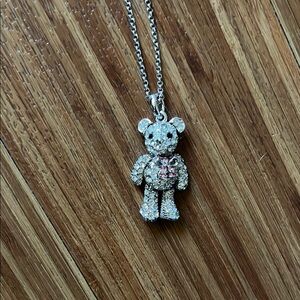 Silver Teddy Bear Pendant Necklace